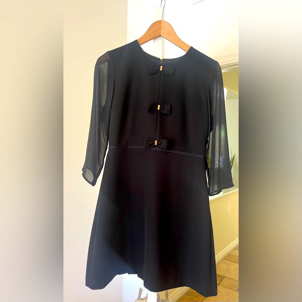 Ted Baker Black Dress with gold Bow Accents size 2